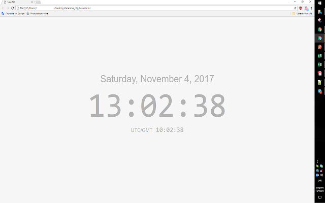 DateTime new tab page chrome extension