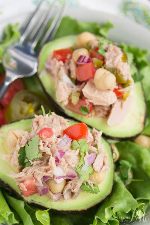 Avocado Filled Canned Tuna Ceviche Salad