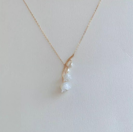 Title 4, Handmade 14K Gilded White Jade Linglan Necklace...