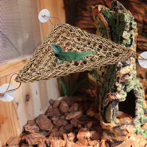 Reptile Lizard Hammock Hamster Reptile Grass Mat Pet Bed Seaweed Hammock Swing Pet Reptile Toy Hanging Bed Mat Hanging S