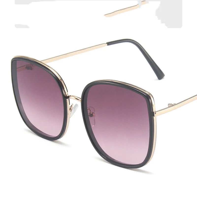 Lunettes de soleil mode cercle noir métal rouge filet