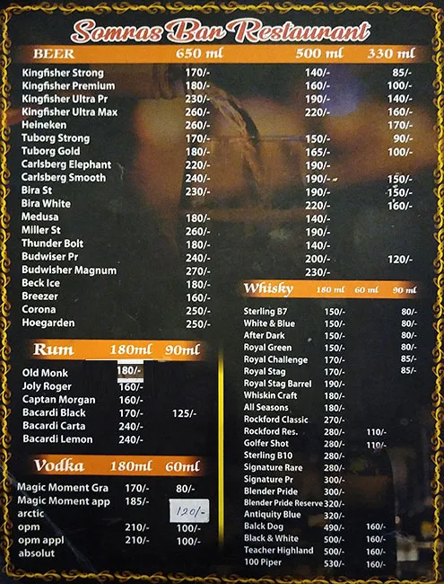 Somras Bar & Restaurant menu 