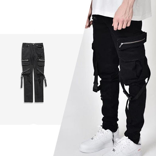 Title 1, Functional Pocket Buckle Streamer Pants, Couple...