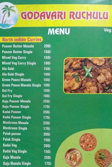 Godavari Ruchulu menu 