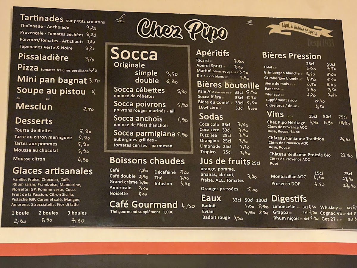 Chez Pipo gluten-free menu