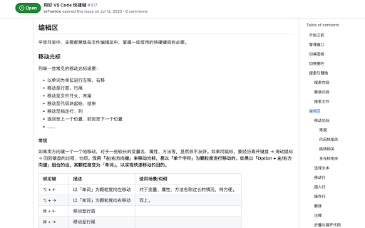 Github Issue TOC