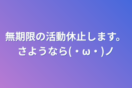 無期限の活動休止します。さようなら(・ω・)ノ