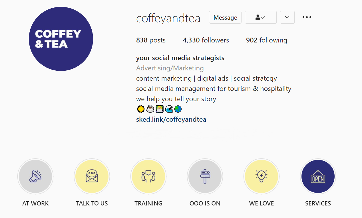 Screenshot of Coffey & Tea instagram profile