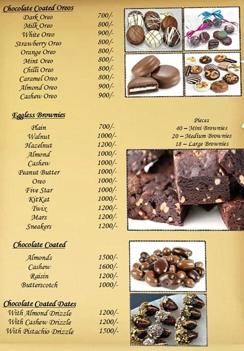 Chocolate Smith menu 