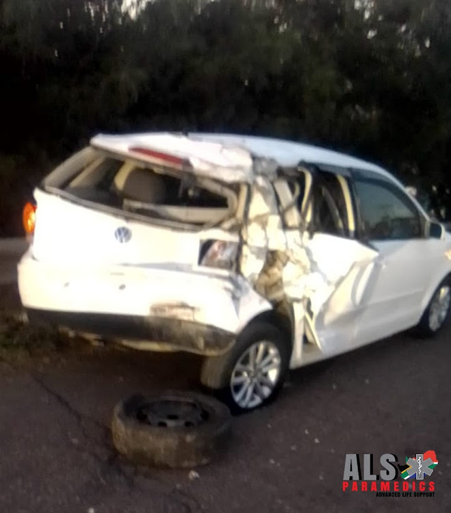 It is believed a truck crashed into the stationary vehicle.