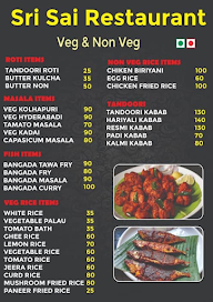 Sri Sai Restaurant menu 2