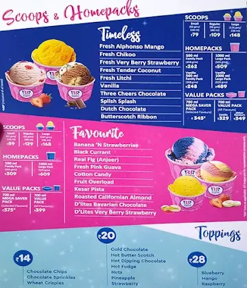 Baskin Robbins menu 