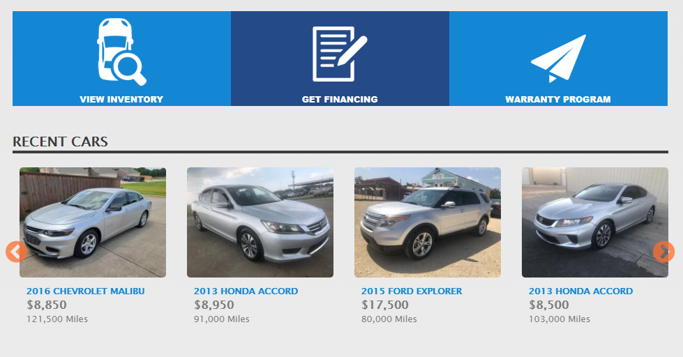 Screenshot from Hashtag Auto Solutions website