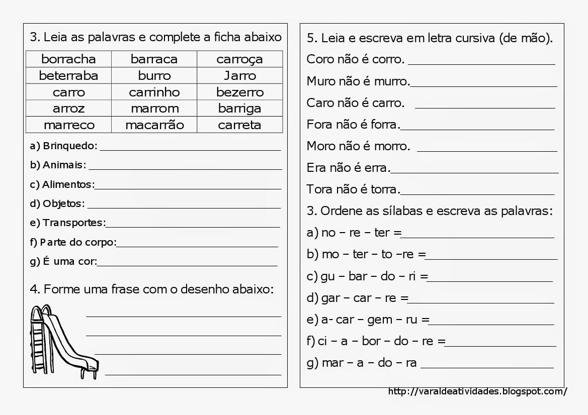 Plano de Aula e atividades de Ortografia - R ou RR — SÓ ESCOLA