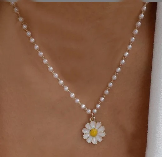 Title 4, Chrysant Sleutelbeenketting Creatieve witte mad...