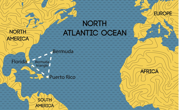 This map shows the location of the Bermuda Triangle.