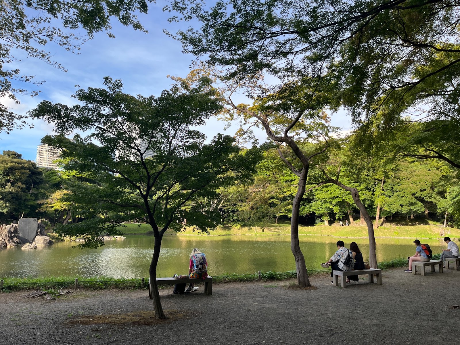 空気もどこか凛としていて、東京のど真ん中にいるとは思えないほどの静けさ。不思議なほど心が安らぎます。ベンチも随所に配されているので、読書をしながらのんびりと過ごすのもよいでしょう。