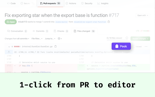 peek – GitHub to local editor in 1 click