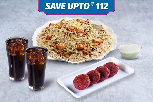 1 Veg Kilo Biryani + Veg Kebab + 2 Beverages (Serves 2-3)