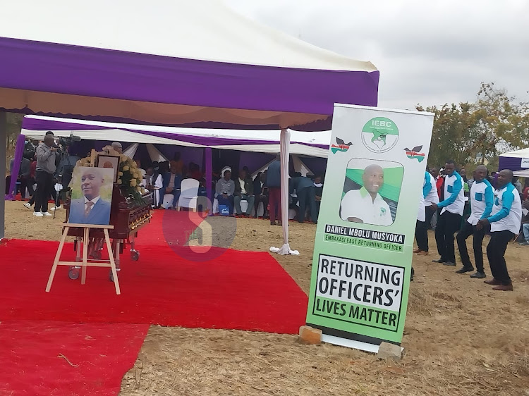 Burial service of Embakasi East returning officer Daniel Musyoka at his rural home in Muaani village, Miu location in Muthetheni, Mwala within Machakos County on Friday, August 26, 2022.
