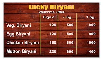 Lucky Biryani menu 