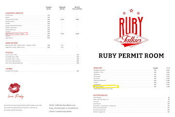 Ruby Talkies menu 