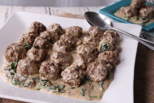 Low Carb Meatballs and Creamy Spinach