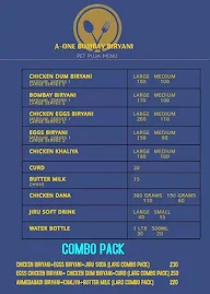 A-One Bombay Biryani menu 1