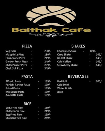 The Baithak Cafe menu 