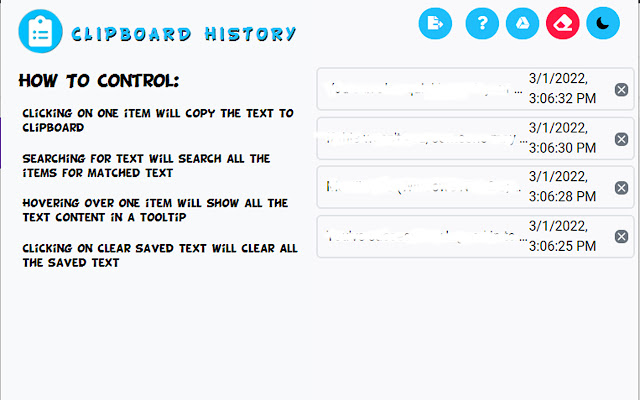 Clipboard History chrome extension