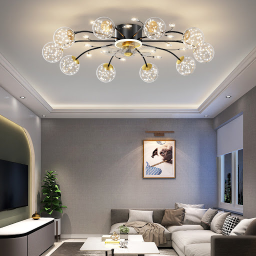 Title 1, New Nordic Star Fan Lamp Luxurious and Modern L...