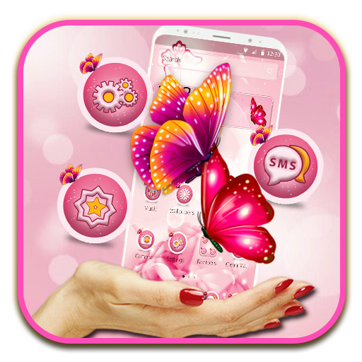 Twinkling Pink Butterfly Flower Theme