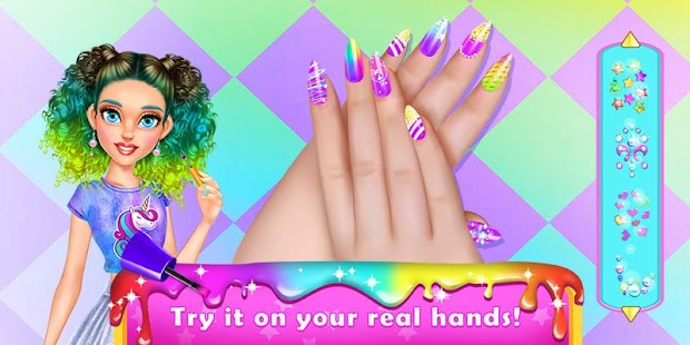 Rainbow Unicorn Nail Beauty Artist Salon