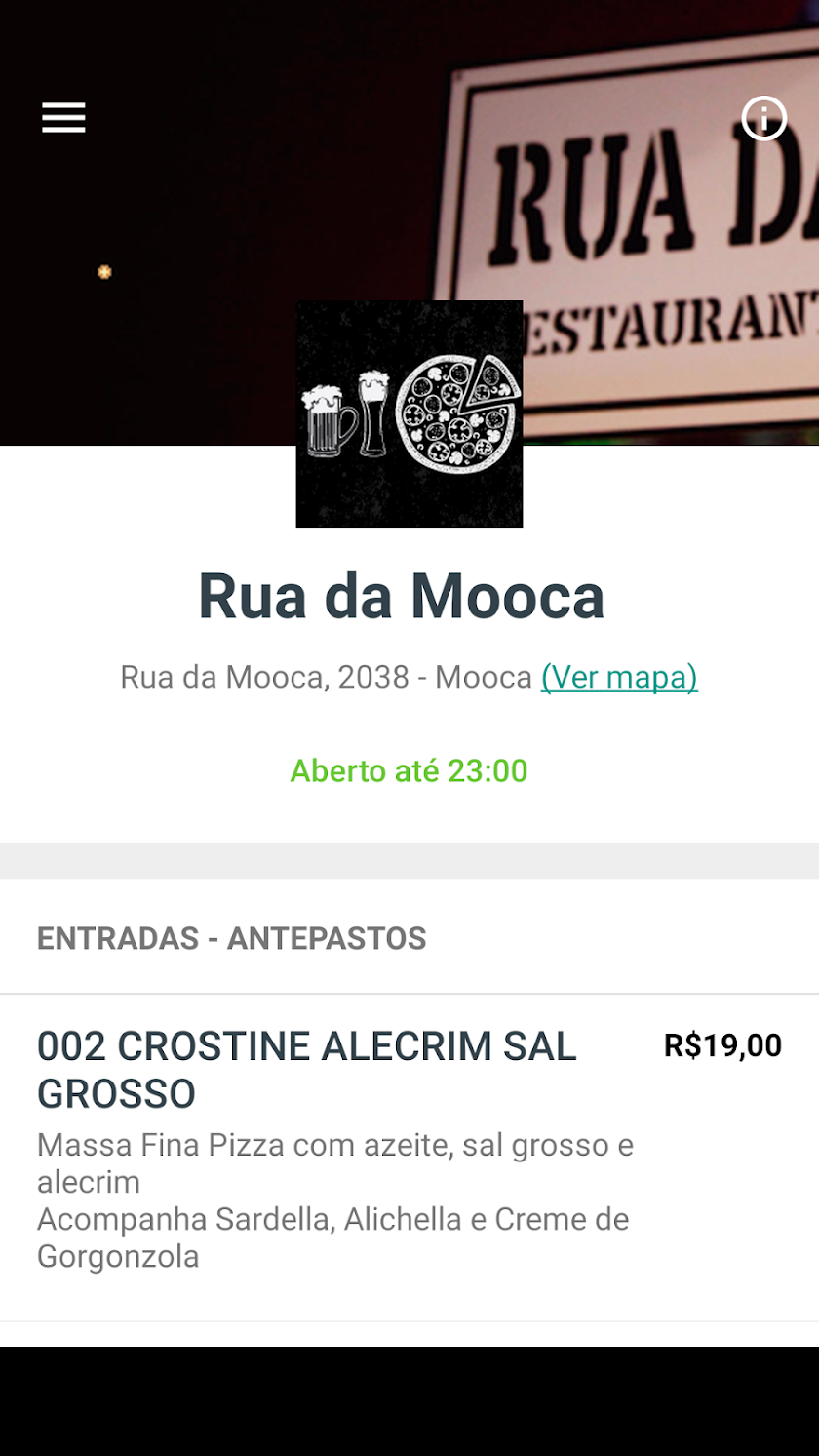 Rua da Mooca Delivery Screen 1