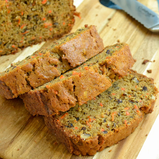 This delectable moist Carrot bread is ready for the oven in about 20 minutes and tastes just as good as any carrot cake.  It always gets rave reviews from family and friends.