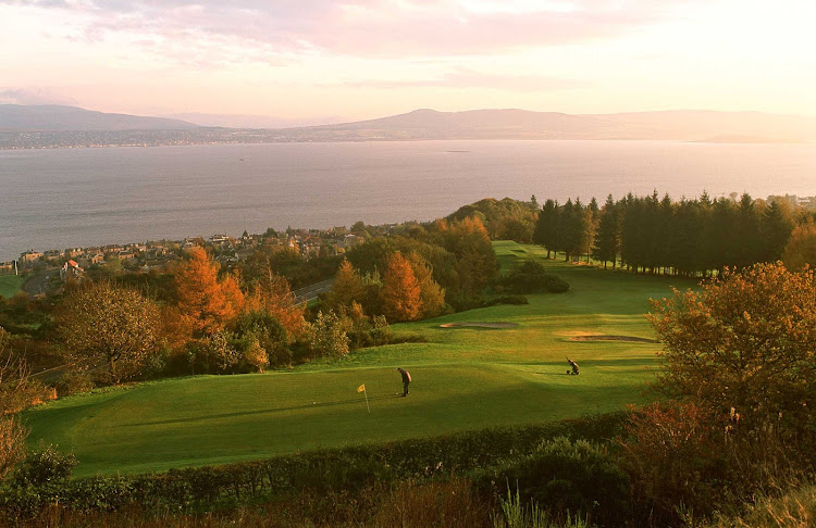  The Gourock Golf Course in Greenock, Scotland, with the Firth of Clyde beyond.  