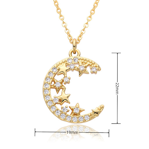 Title 5, Micro-inlaid Moon Full Diamond Necklace Female,...