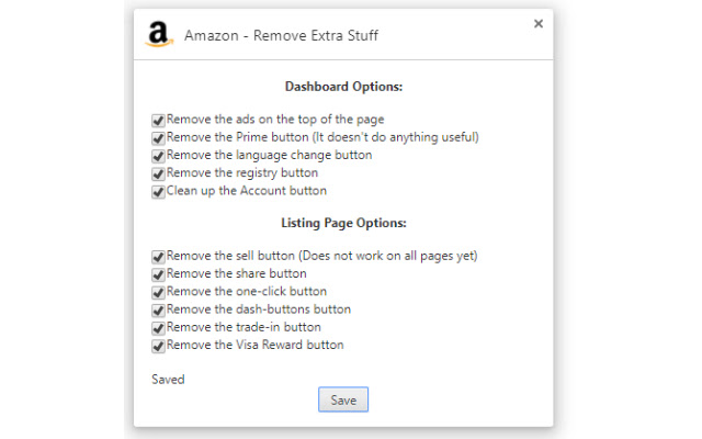 Amazon Tidy - A Cleaner Amazon chrome extension