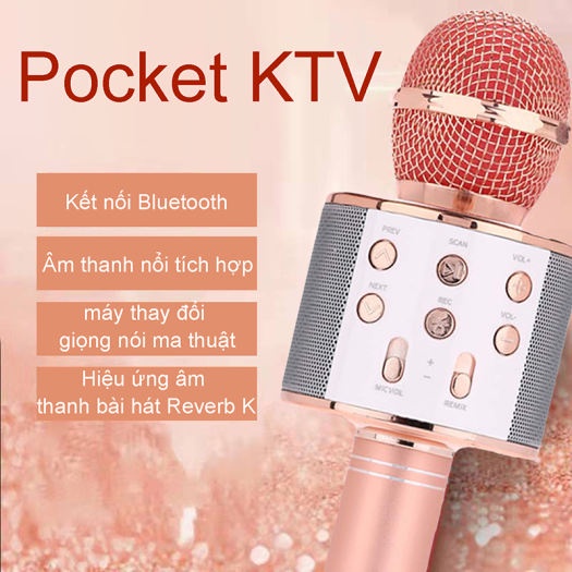 Micro Hát Karaoke Kiêm Loa Bluetooth Không Dây Ws 858 Âm Vang