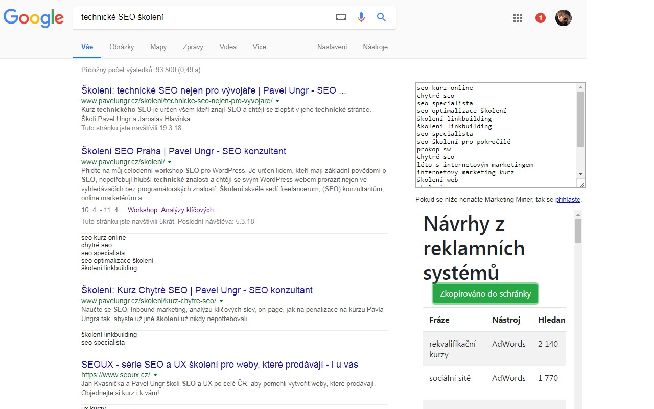 Návrhy klíčových slov v Googlu pro SEO a Copy Preview image 2