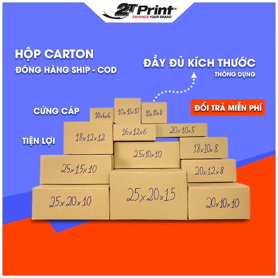 Hộp Carton Đóng Hàng Đầy Đủ Kích Cỡ, Cứng Cáp, Chịu Lực Tốt, Thùng Giấy Gói Hàng Online, Shop Quần Áo, Phụ Kiện, Mỹ Phẩm