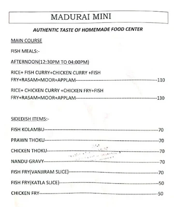 Madurai Mini menu 