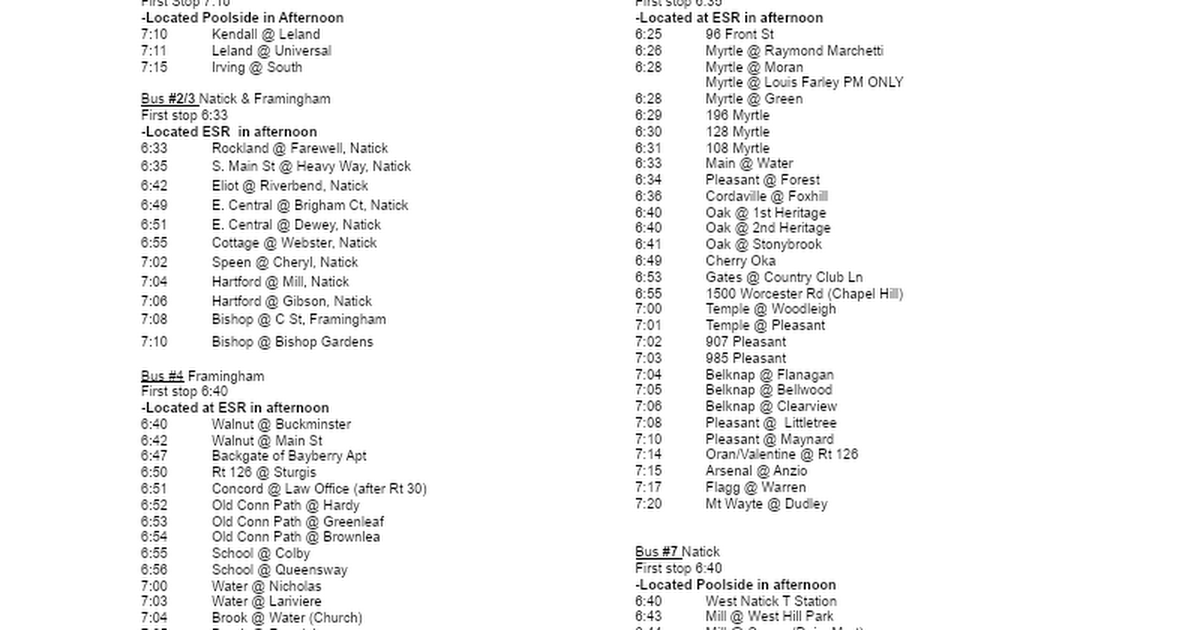 Bus routes fo paper