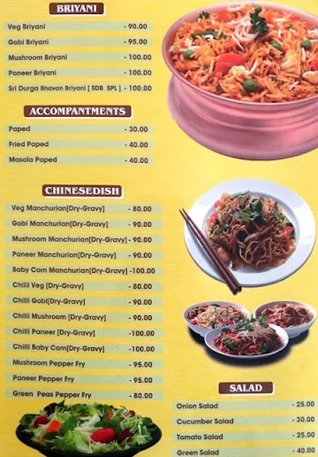 Sri Durga Bhavan menu 