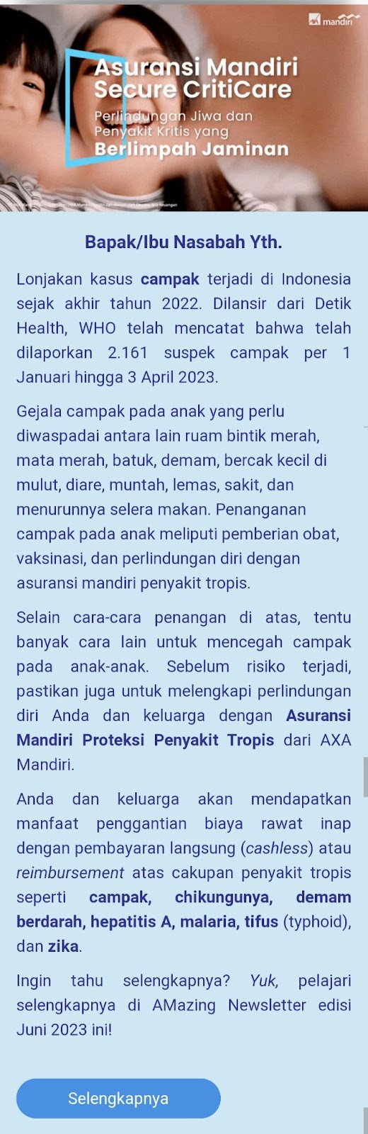 Contoh Newsletter Email AXA Mandiri