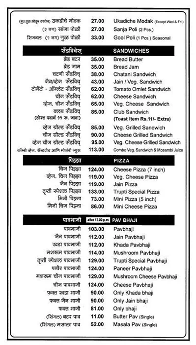 Trupti menu 