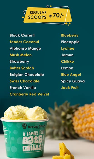 Kelvin Scale - Natural Ice Creams And Waffle menu 