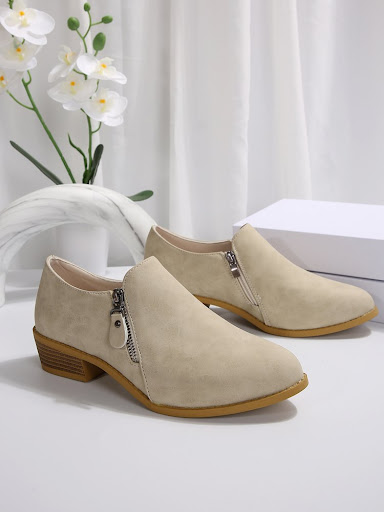 Title 4, Plus Size New Side Zipper Square Heel Commuter ...
