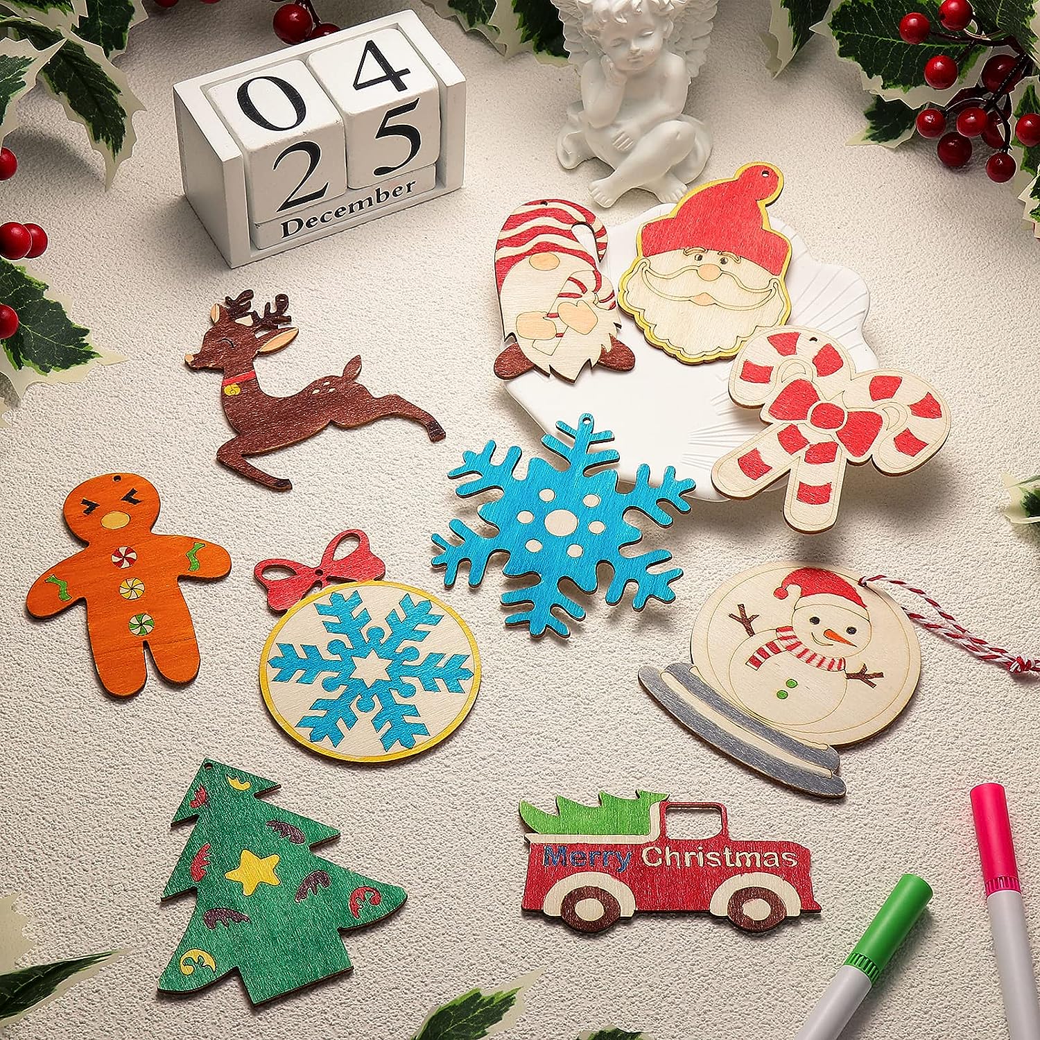 Wood Slice Ornaments with Painted Scenes  