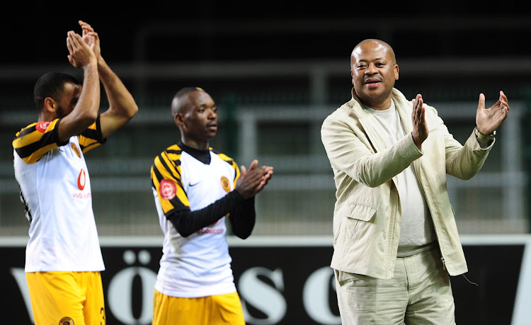 Bobby Motaung celebrates with Chiefs players after the Absa Premiership 2019/20 game between Cape Town City and Kaizer Chiefs at Newlands Stadium in Cape Town on 27 August 2019.